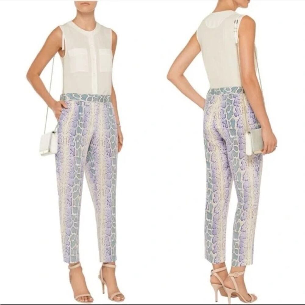 Equipment Silk Soren Python Snake Ankle Pant in Amparo Blue Multi Size XS.